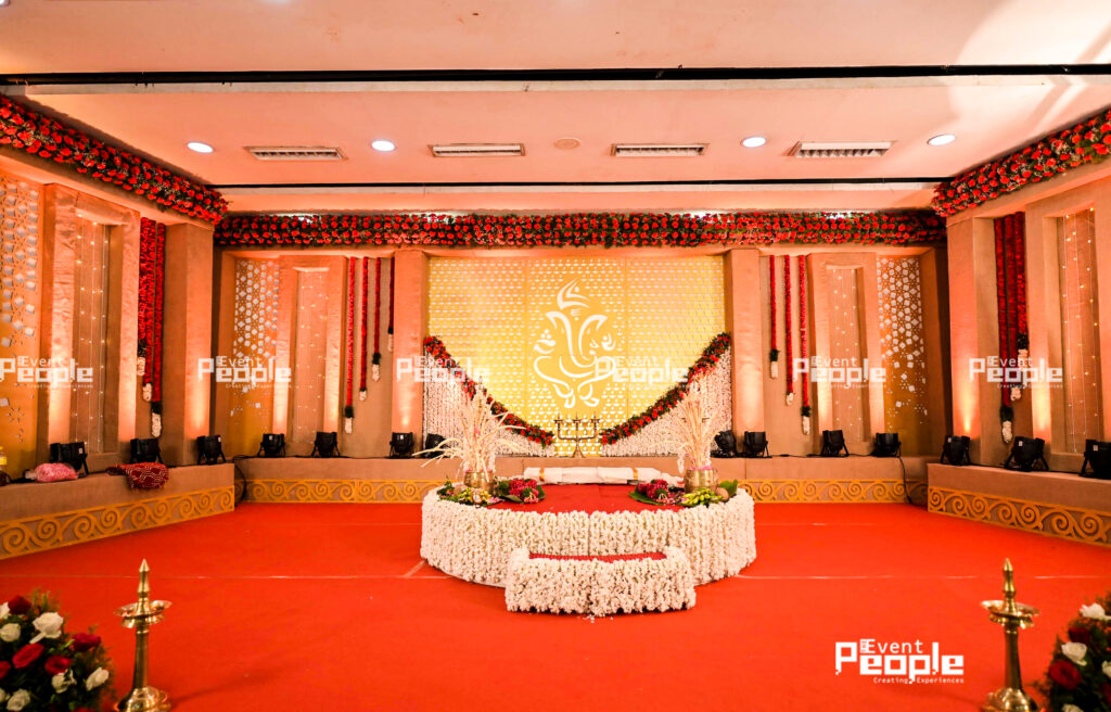 Elegant wedding decoration detail from an event managed by The Event People, Kerala.