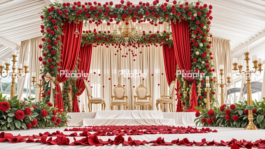 Elegant wedding decoration detail from an event managed by The Event People, Kerala.